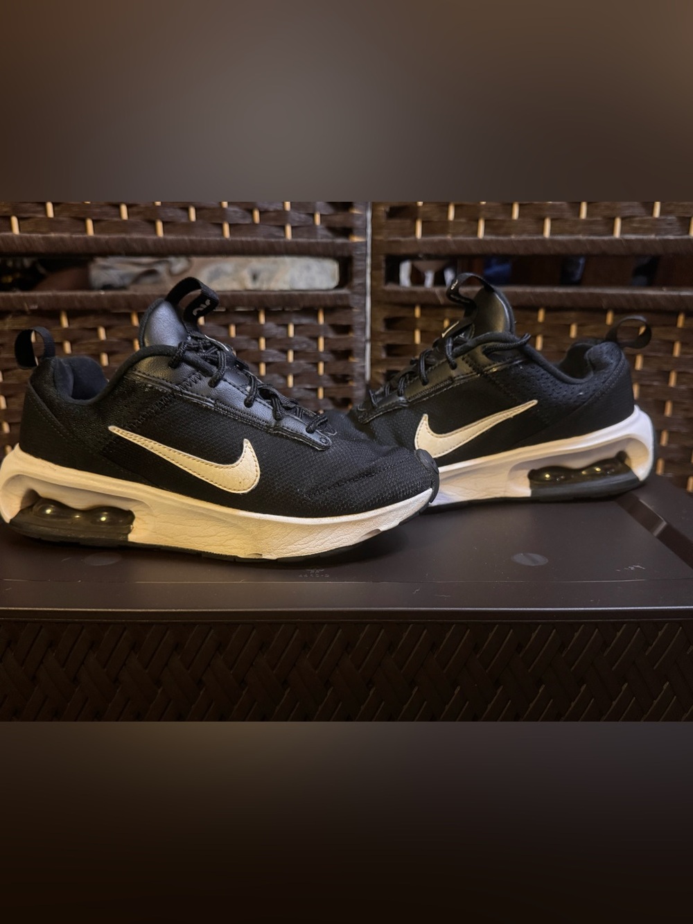 Nike Air Women’s Black Sneakers with White Swoosh and Midsole